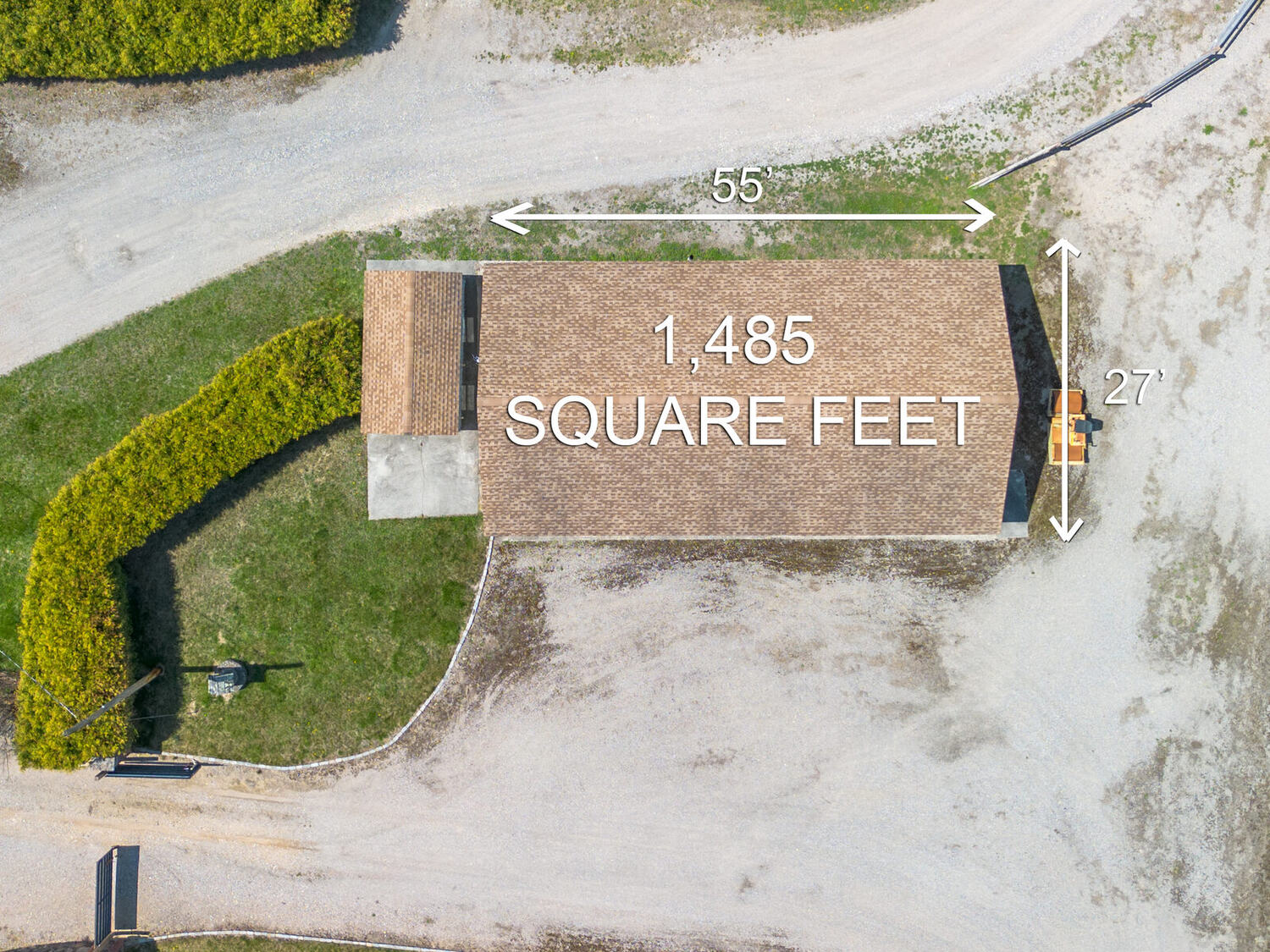 Aerial view of Building 1 showing its 1,485 square foot footprint