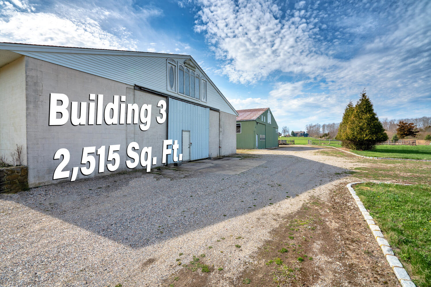 Exterior of Building 3, a 2,515 square foot equipment barn