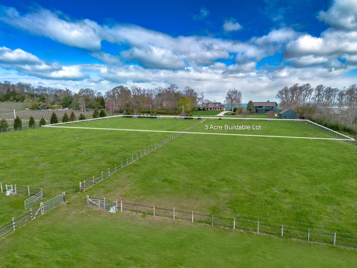 Aerial view of the 3-acre building lot