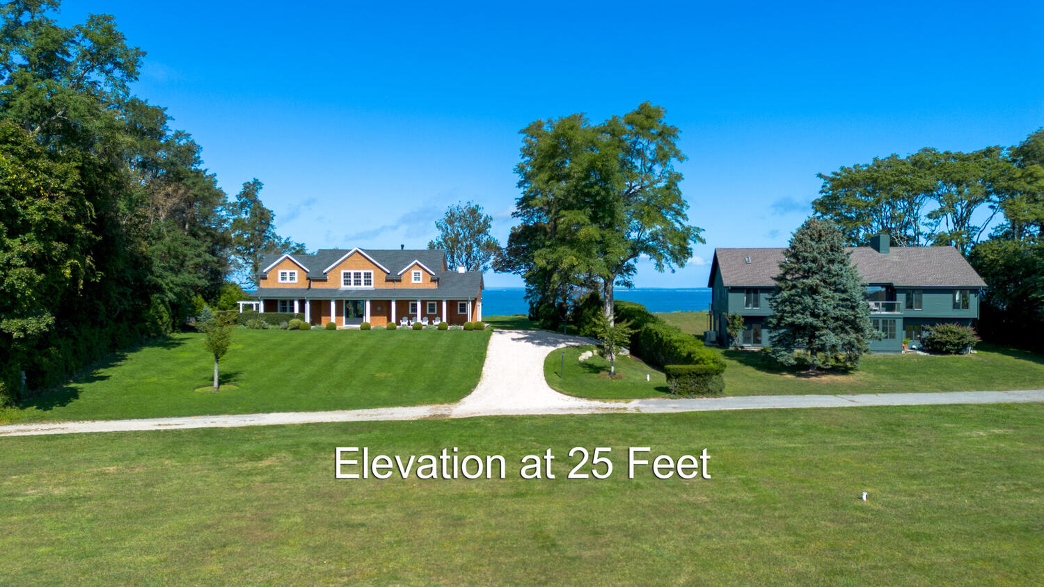 The view at 25 feet of elevation, with Long Island Sound beyond